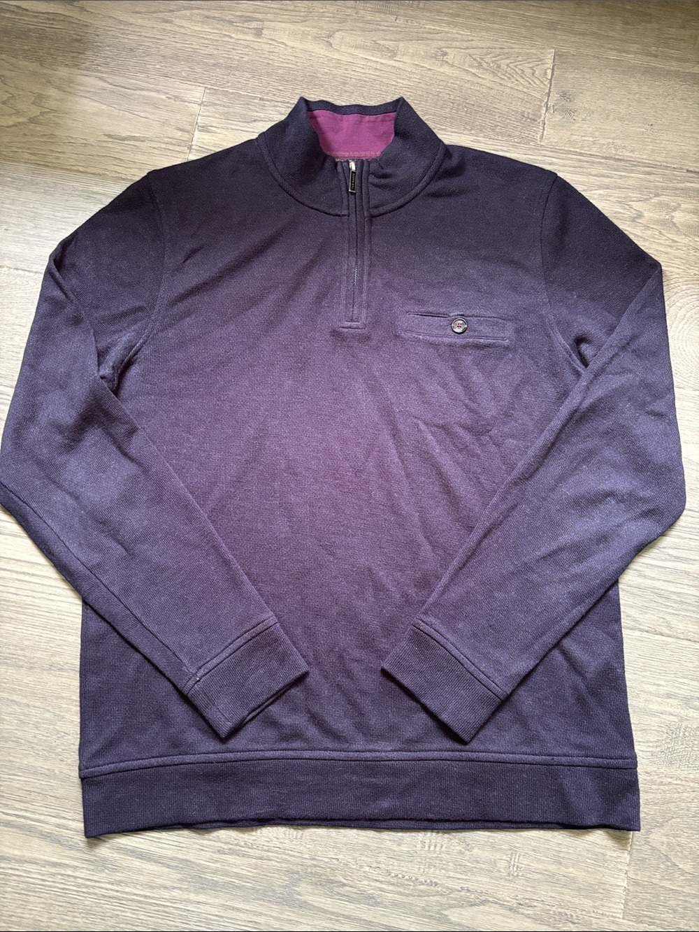 Ted Baker | Plum Colour Valerio Quarter Zip Sweater Pullover Wool Blend Size 3